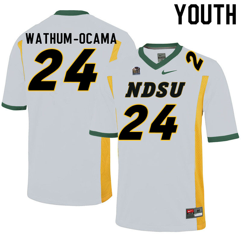 Youth #24 Jenaro Wathum-Ocama North Dakota State Bison College Football Jerseys Sale-White